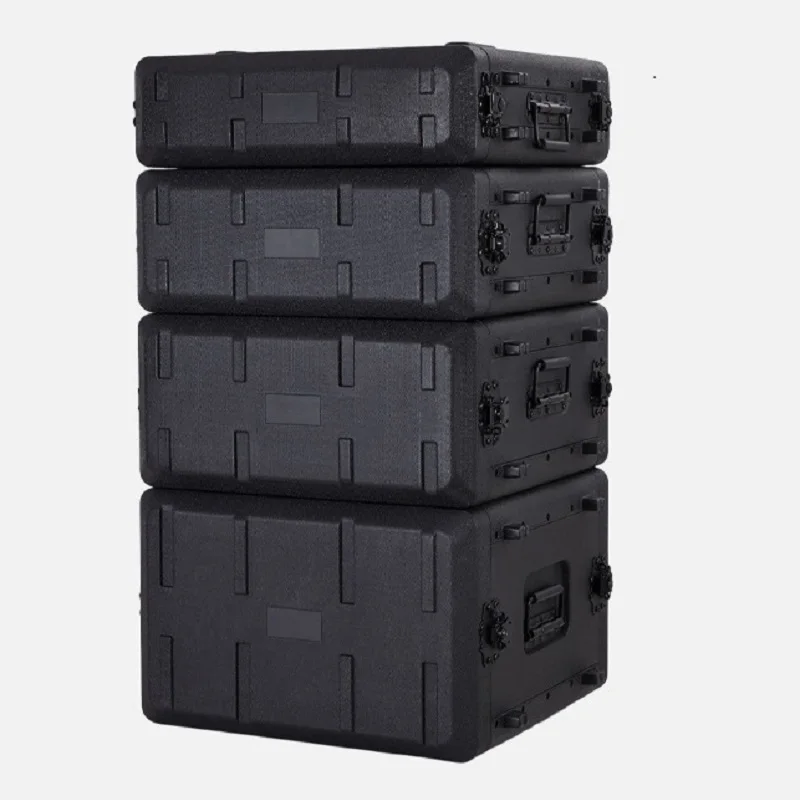 Flight Case Audio Amplifier Equipment Cabinet Tool Box Organizer Stage PE Plastic Microphone Storage Suitcase Professional