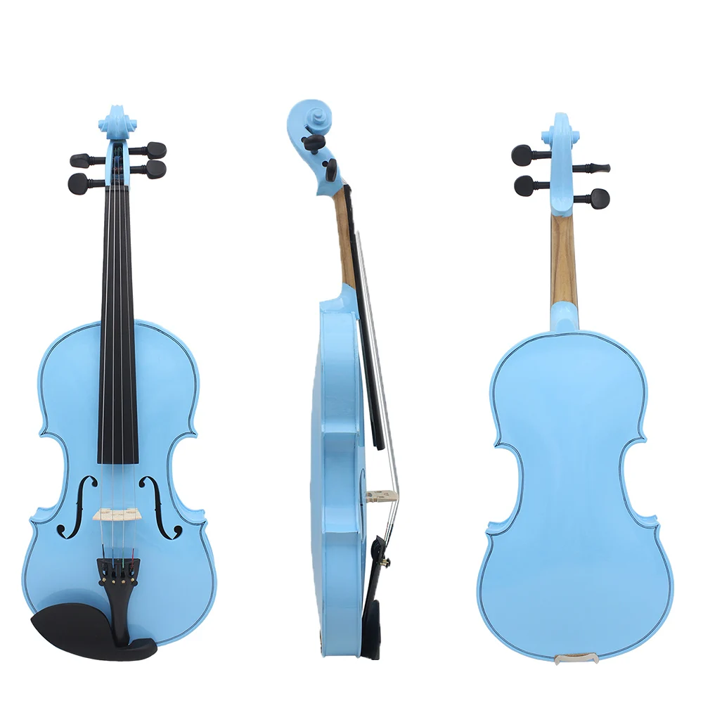 Violin 4/4 Maple Panel Music Gift For Beginners Blue Violin Present Suitable Child Music Lesson Study Ornament With Accessories