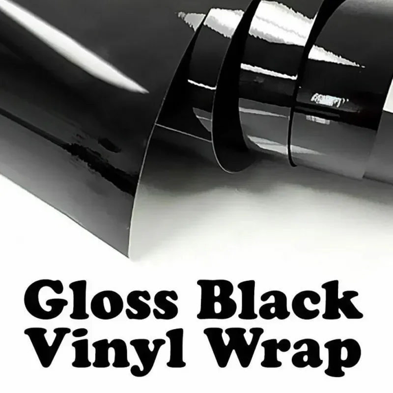 152x20Cm Glossy Black Vinyl Wrap Film Car Sticker Decal Self Adhesive Sticker Air Bubble Free Car Body Sticker Wrapping Foil