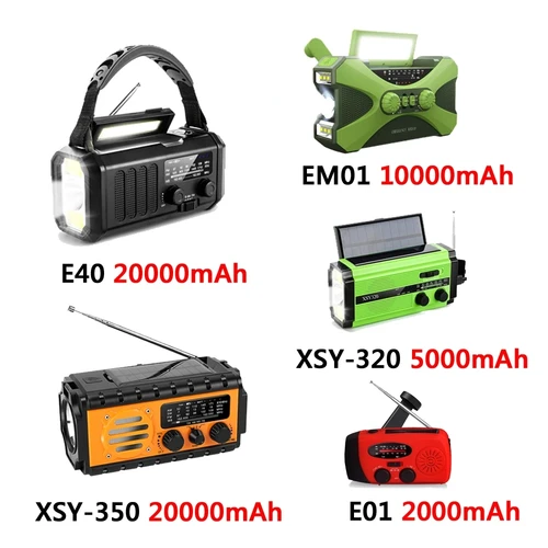 Imagen 2 del producto Woopker Radio de emergencia 20000mAh XSY-350 Radio FM AM/WB/NOAA clima doble USB recargable Solar SOS alarma banco de energía linterna