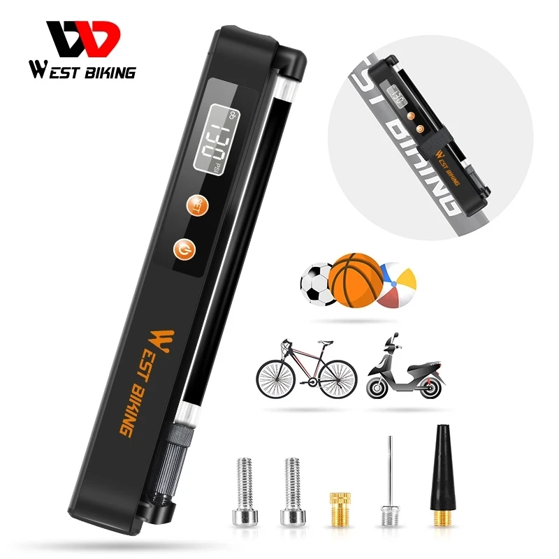 

WEST BIKING Electric Bicycle Pump Bike Pump 130PSI Tire Inflator Bike Motorcycle Ball Pump Rechargeable Fast Inflate Pump