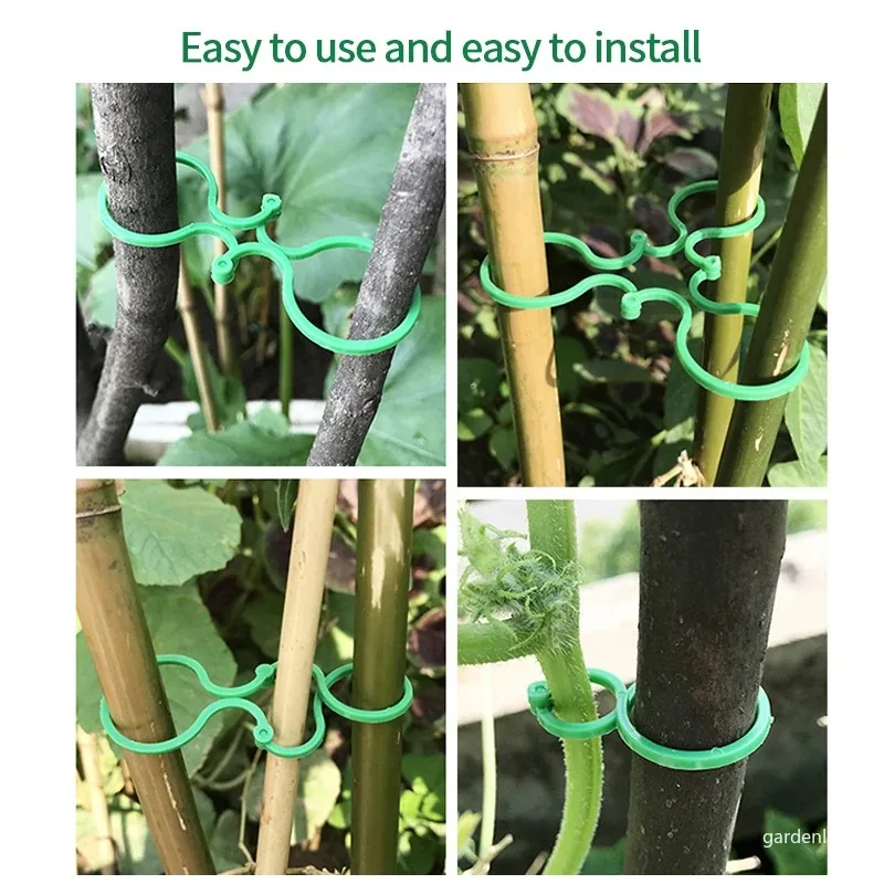 20/50/100Pcs Plastic Garden Vine Strapping Clips Tie Plant Bundled Buckle Ring Garden Tomato Grapevine Hook Plants Support Tool