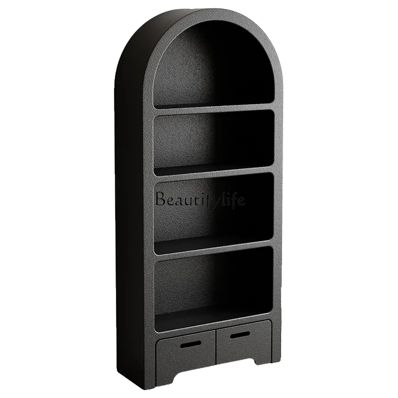 

12Cream wind bookcase display case against the wall living room arched black