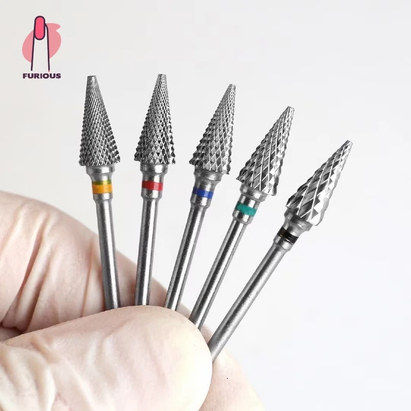 Punta da trapano per unghie con punta affusolata in carburo di alta qualità da 3/32 '' per manicure pedicure gel per cuticole rimozione lucidatura salone di casa