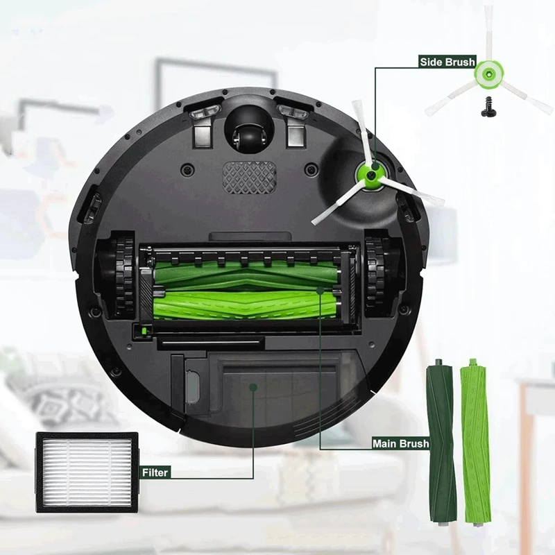 Peças de reposição para irobot roomba i3 i3 +, i4 i4 +, i6 i6 +, i7 i7 +, i8 i8 +, j7 j7 +, e5 e6 e7, filtros de escovas laterais de rolo