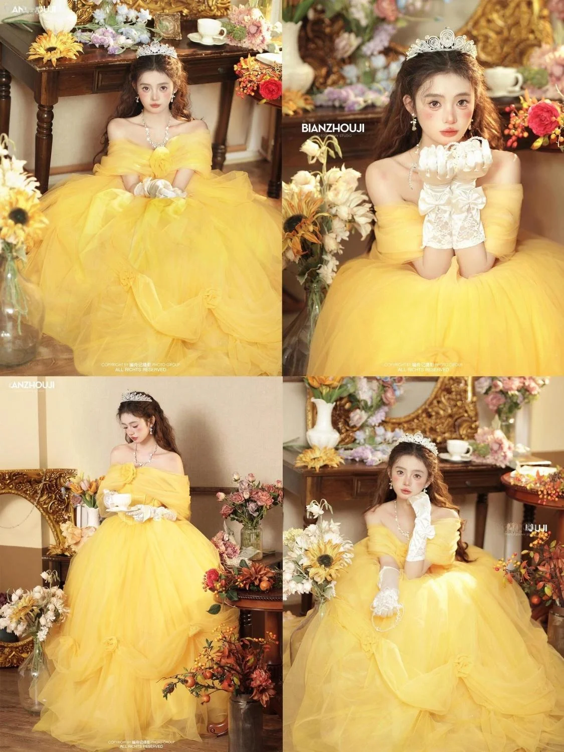 Gele strapl avondjurk Belle Princ Wedding Dr High End Luxury Studio Photoaphy Nieuwe Sle Koreaanse Sle Long Dr