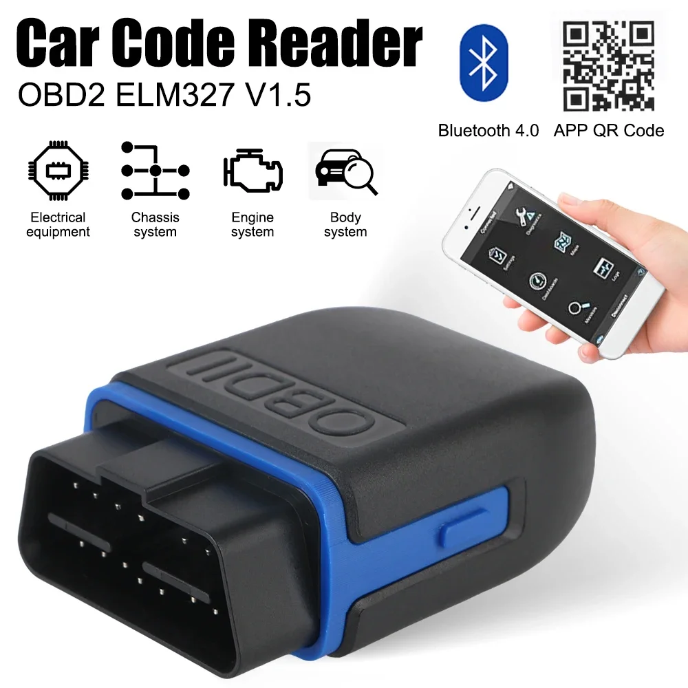 ELM327 V1.5 Obd2 الماسح الضوئي ماسح ضوئي تشخيصي للسيارة obd ii سماعة لاسلكية صغيرة تعمل بالبلوتوث 4.0 لنظام التشغيل iOS أندرويد ونظام التشغيل Windows قارئ رمز السيارة