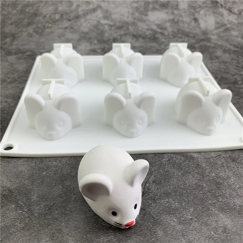 6-cavity Mouse Mold Mousse Cake Dessert Baking Chocolate Silicone Mould Kitchen Bakeware Fondant Cake Decorating Tools