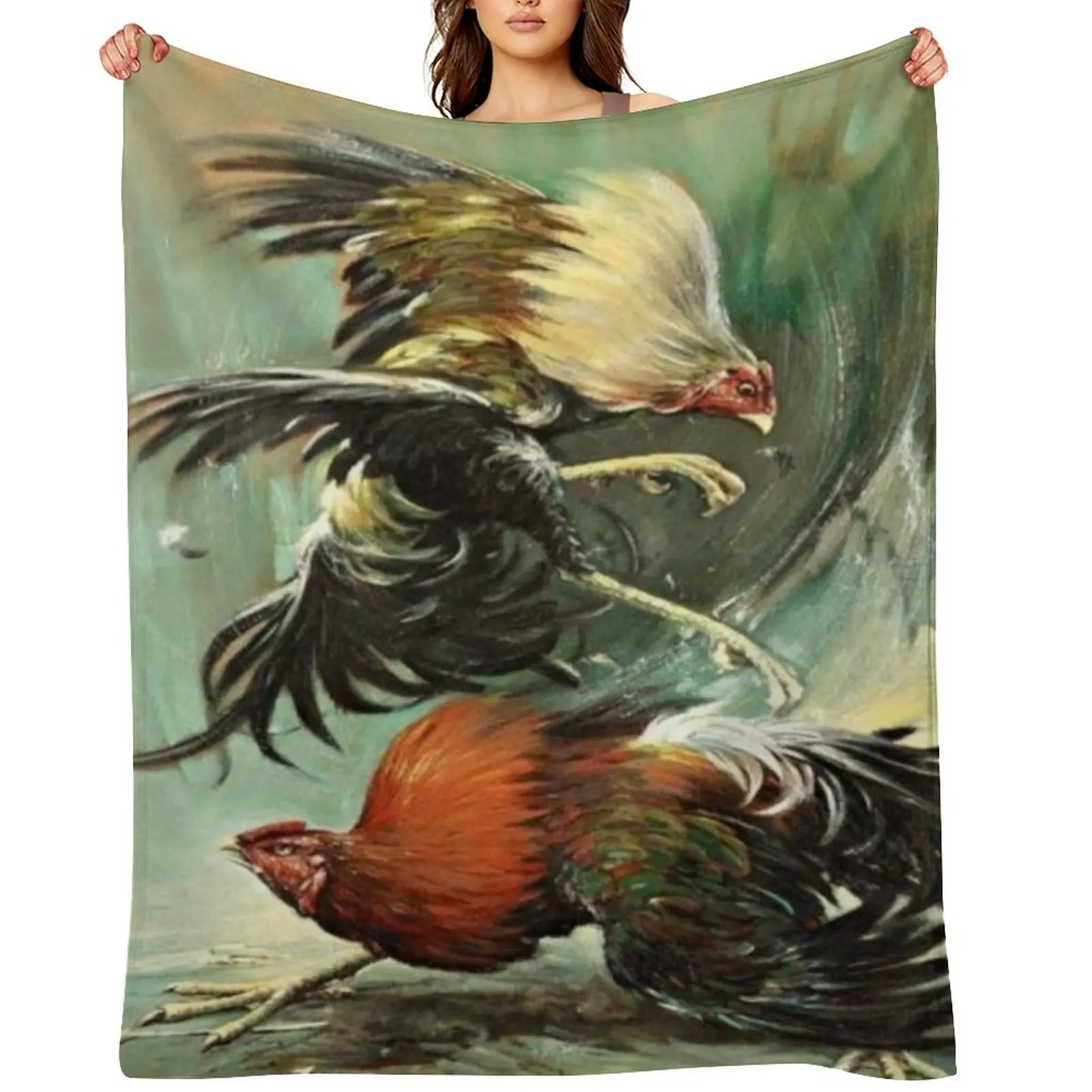 

Pelea de gallos, Rooster fight, cock fight Throw Blanket Vintage for sofa Decorative Sofas Soft Plaid Blankets