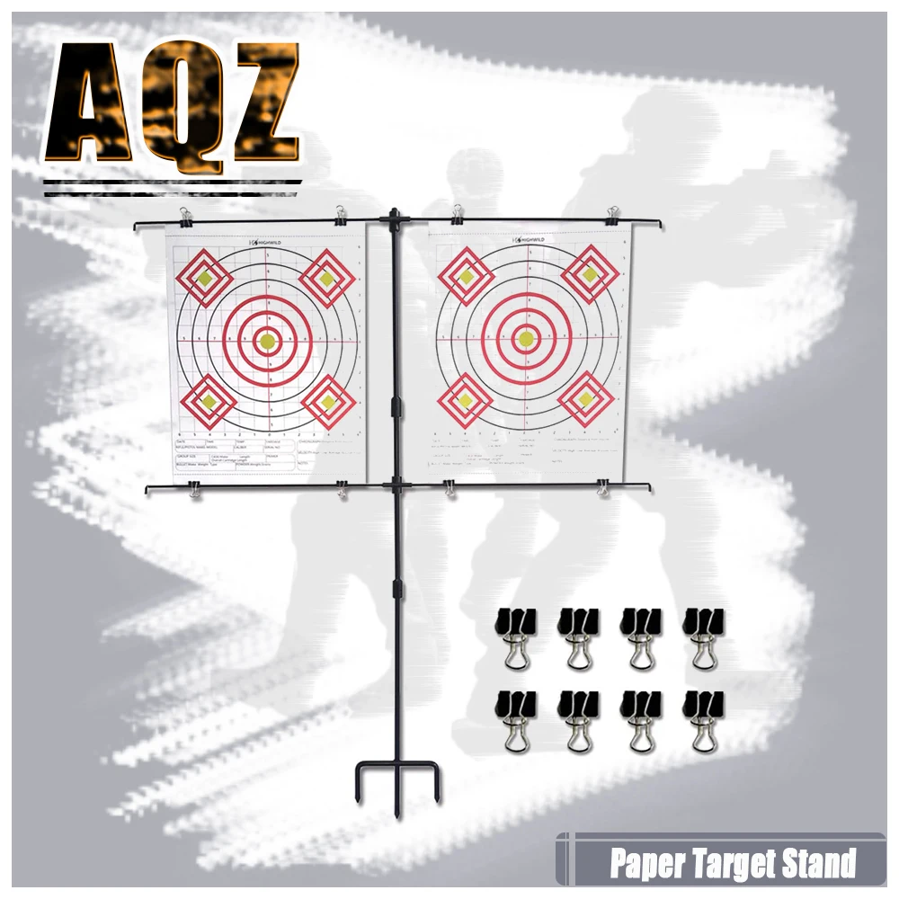 

Adjustable Paper Target Stand, Frame with 8 Clips | Clear Bullseye Targets Sheet for Shooting Practice