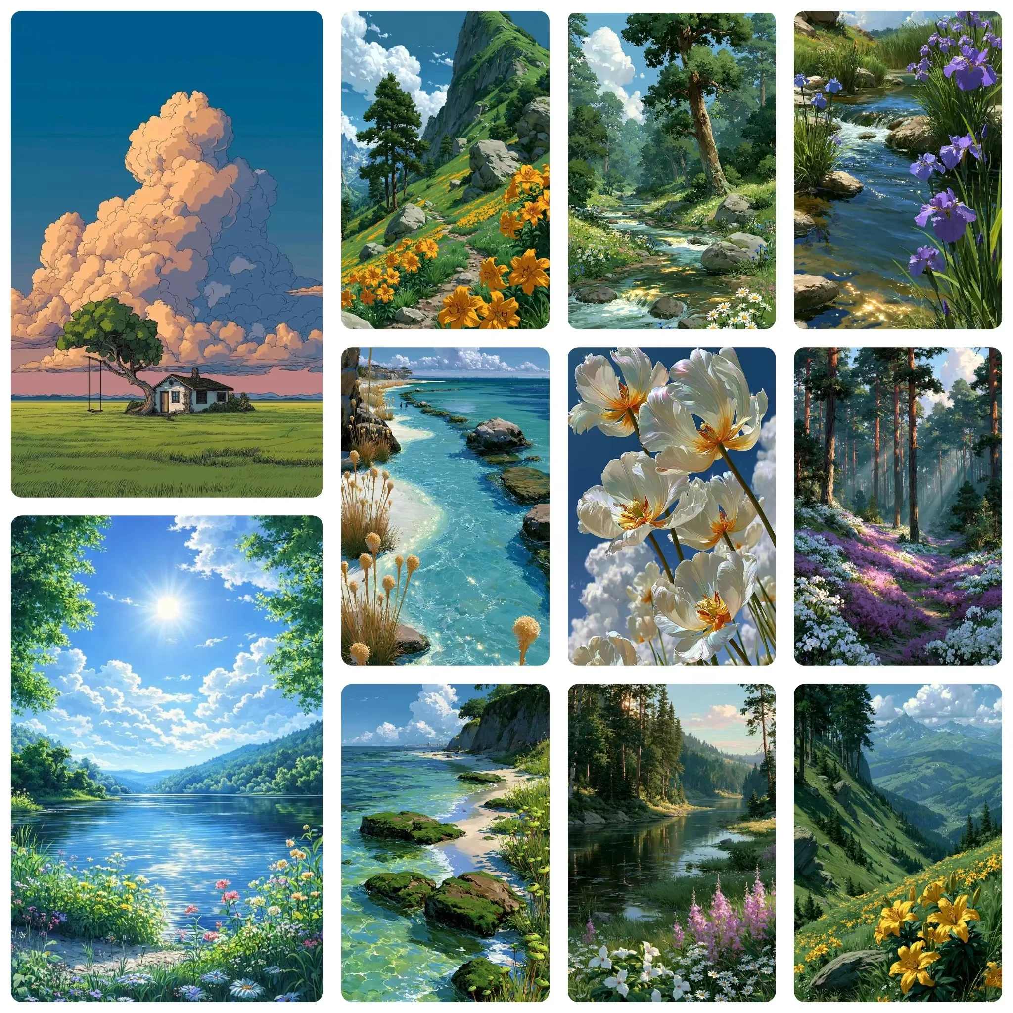 Hand Paint By Numbers Sky Cloud Landscape Painting Digital Picture with Number Drawing Coloring By Numbers Home Decoration Wall