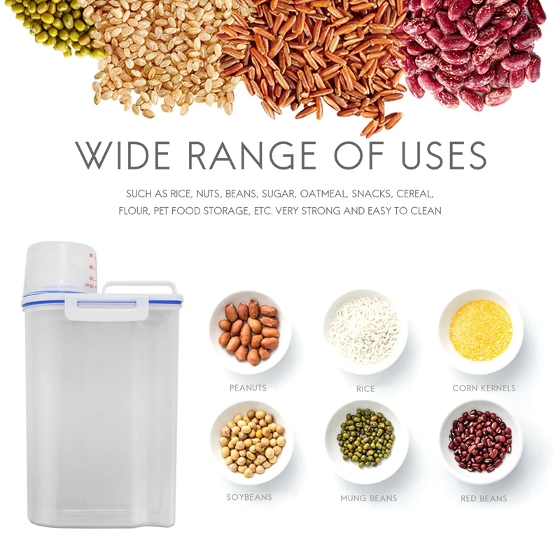 Rice Cereal Container Storage - Airtight Dry Food Rice Container Storage Plastic Small Rice Dispenser With Measuring Cup