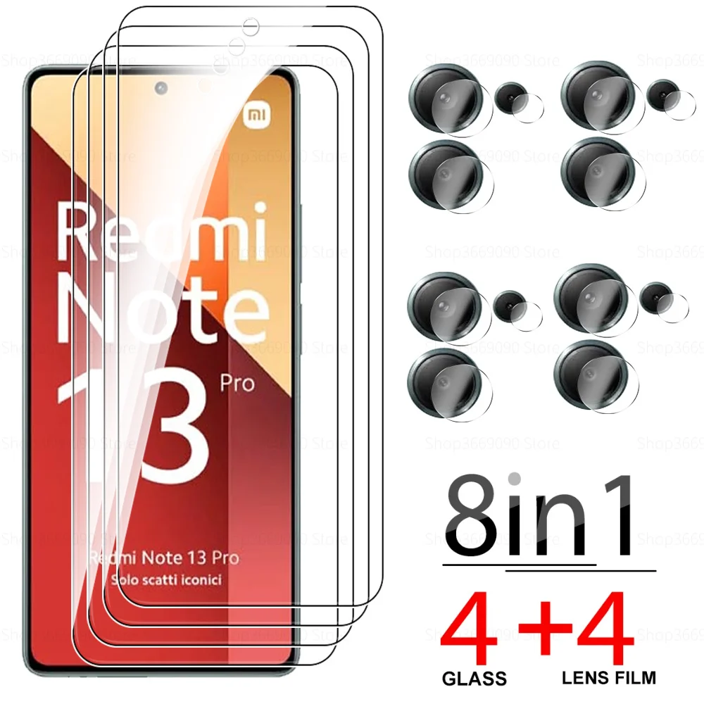 8in1 Redmy Note13 Pro Pro+ Plus 5G Camera Lens Protective Glass For Xiaomi Redmi Note 13 Pro 4G Tempered Glass Screen Protector