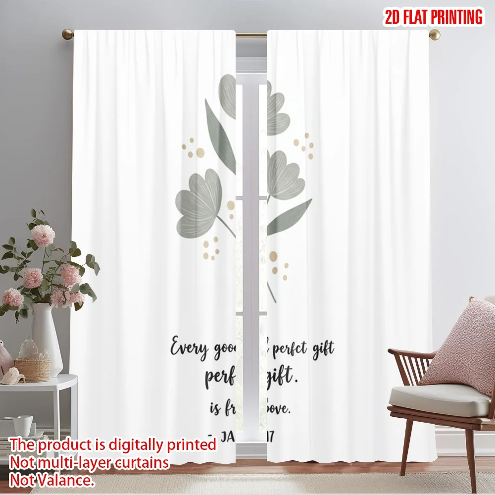

2pcs 2D flat printing Window Drapes Gift From Above 100% Polyester Without Electricity Seasonal Party & Holiday Decor Perfect