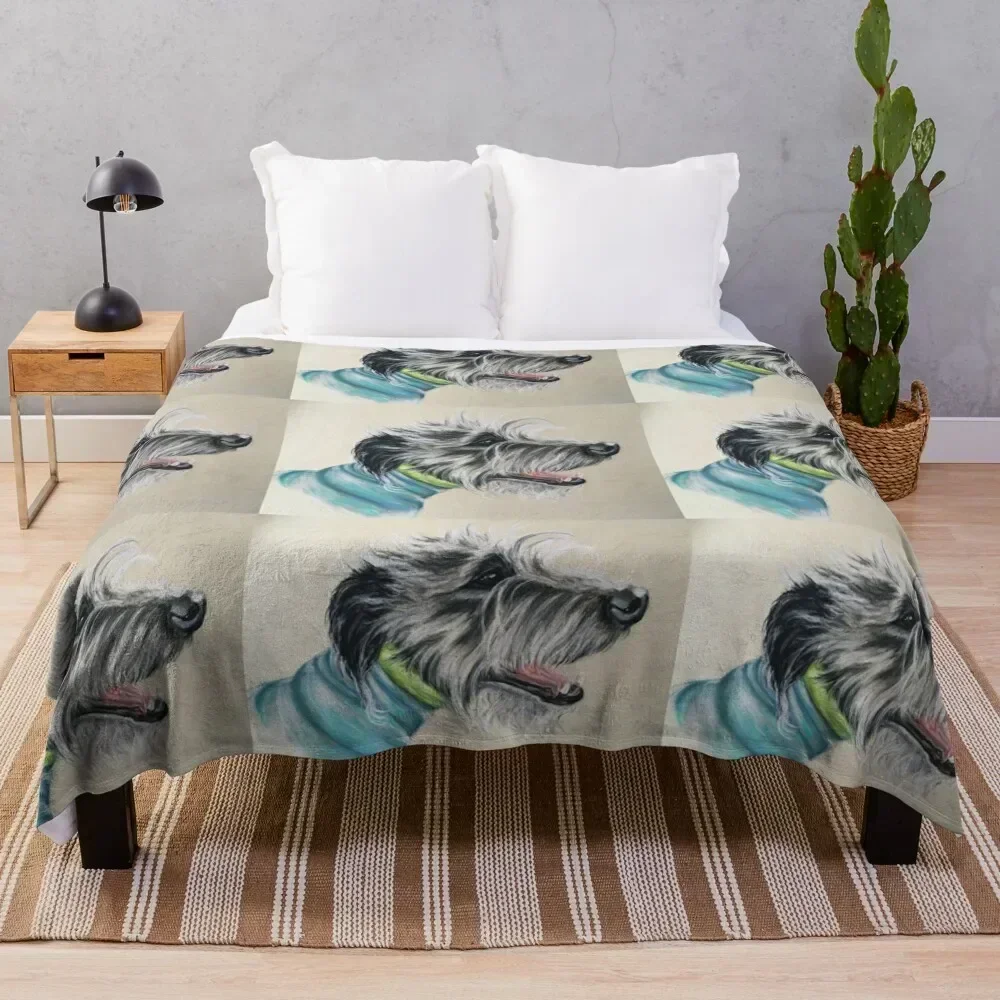 

ScruffyLurcher blue jumper Throw Blanket