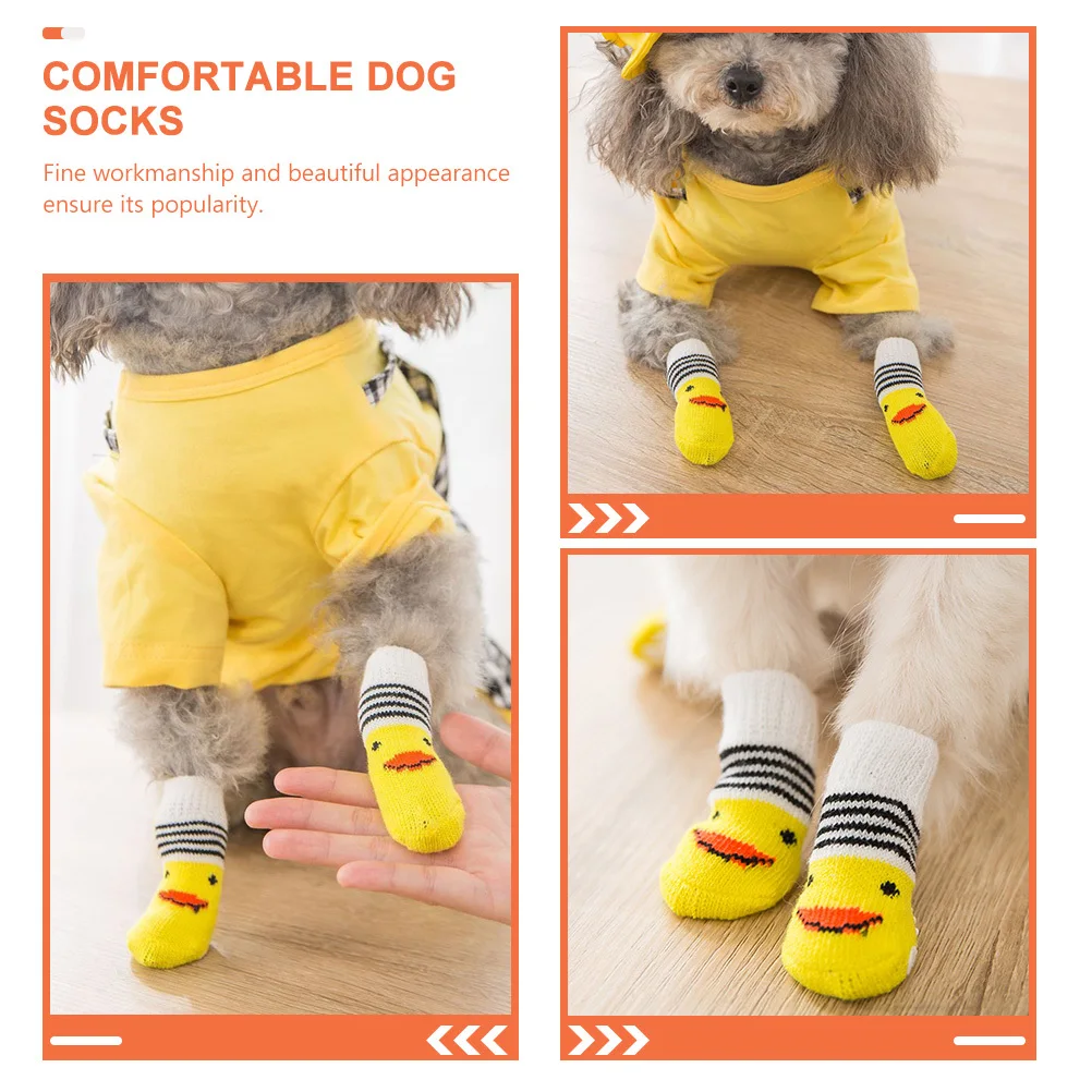 

4Pcs Pet Socks Anti-Slip Dog Socks Cozy Puppy Foot Protector Non-Slip Comfortable Dog Foot Covers Shoes for Cats
