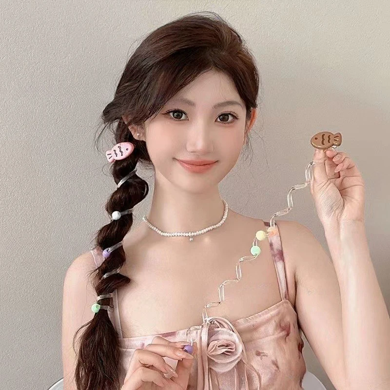 Linha telefônica Faixa de cabelo para mulheres Anel de cabelo criativo Artefato de tecelagem Fio Elástico Elástico Faixa de borracha amarrada na cabeça Moda menina