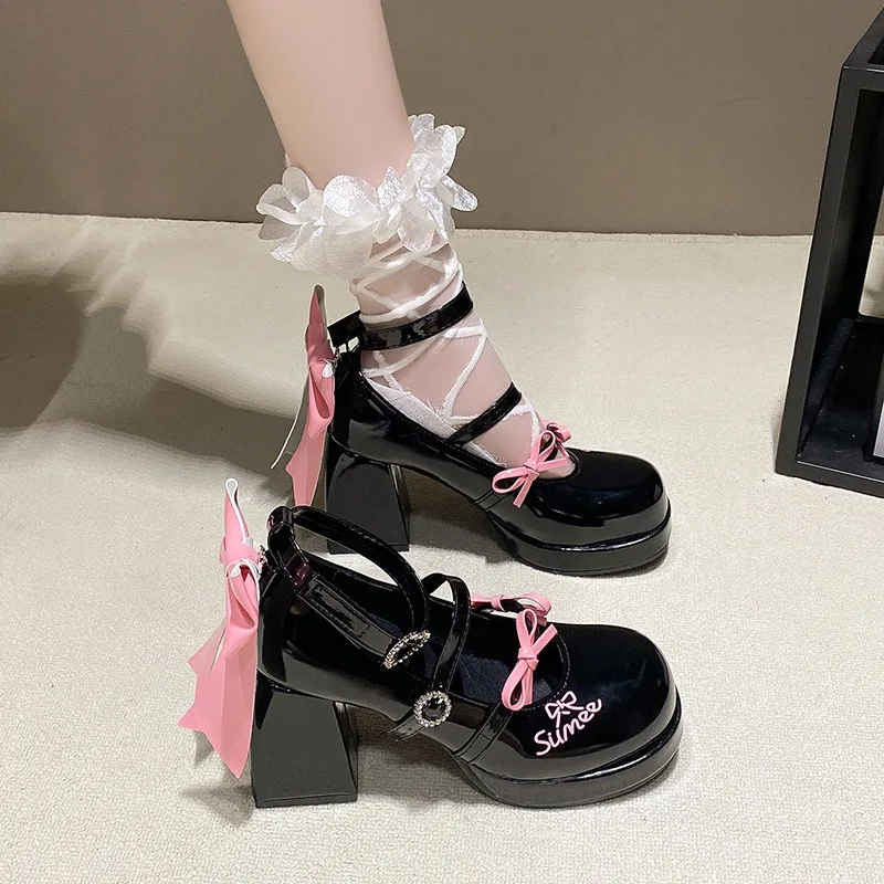 

Shoes for Women Cute Sweet Japanese JK Lolita Single Shoes High Quality Bow Platform High Heels Women's Mary Jane Shoes Tacones