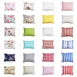1:12 Miniature Dollhouse Furniture Mini Flower Pillow Wooden Sofa Cushion Simulation Plaid Pillow Model ob11 Accessories