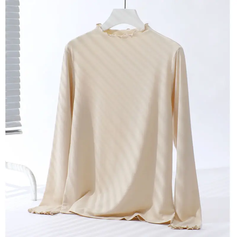 

Women Clothing New Plus Size Simplicity Casual T Shirts Spring Autumn Long Sleeve Solid All-match Fashion Tops Korean Vintage