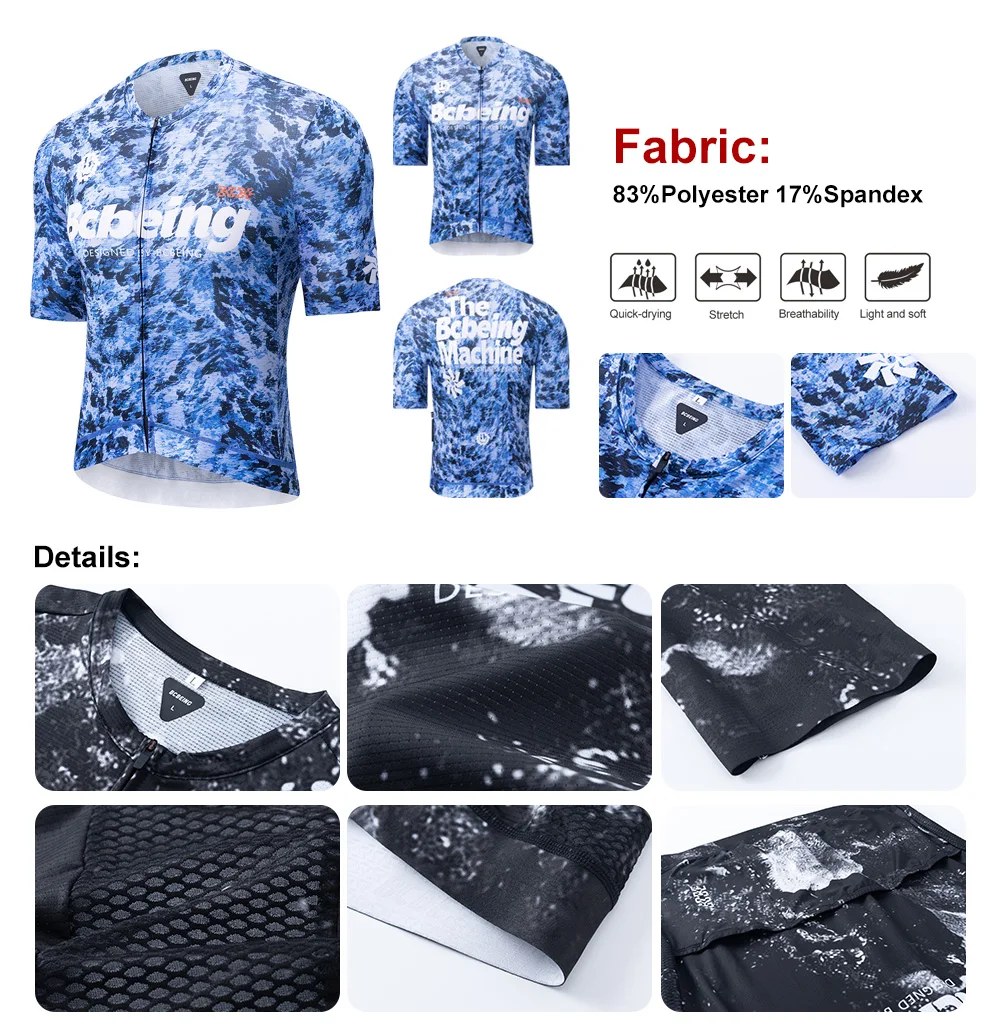 BCBE-ING Radtrikot für Herren und Damen, kurzärmelig, leicht, Race Fit, schnell trocknend, atmungsaktives Gewebe, Radtrikot Ciclismo Hombre – Detail 10