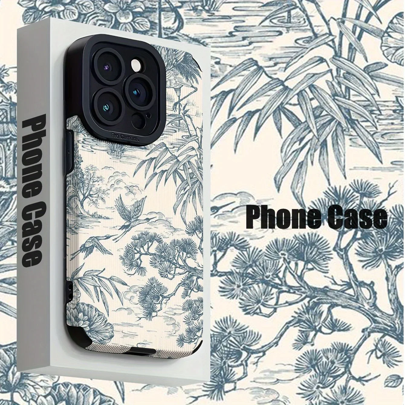 For Samsung S25 Landscape Crane Ink Style Matte Artistic Retro Protective Design For Galaxy S25/S24/S23 and A Series Models