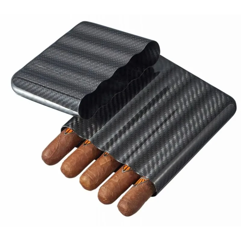 

Fashion Travel Carbon Fiber Humidor Lightweight Cigar Storage Tube Rack Customized Men's Gifts