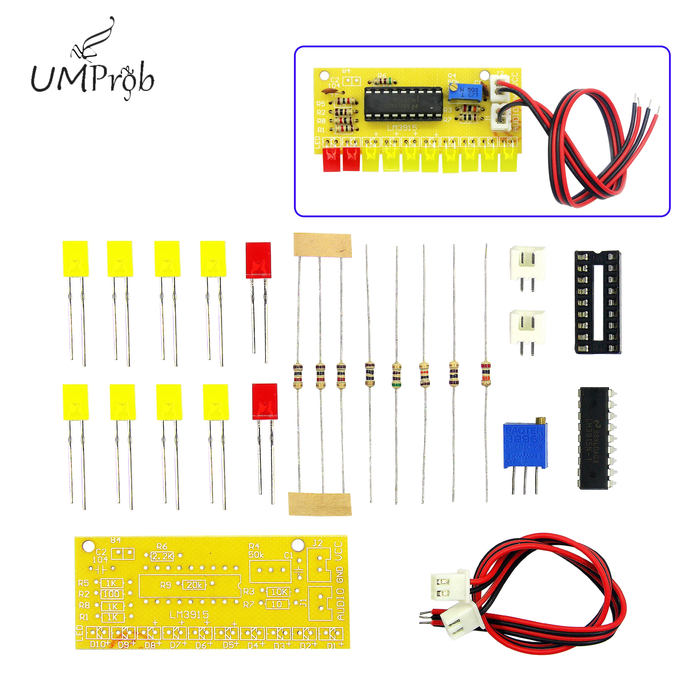 LM3915 10 LED Sound Audio Spectrum Analyzer Level Indicator Kit DIY Electoronics Soldering Practice Set