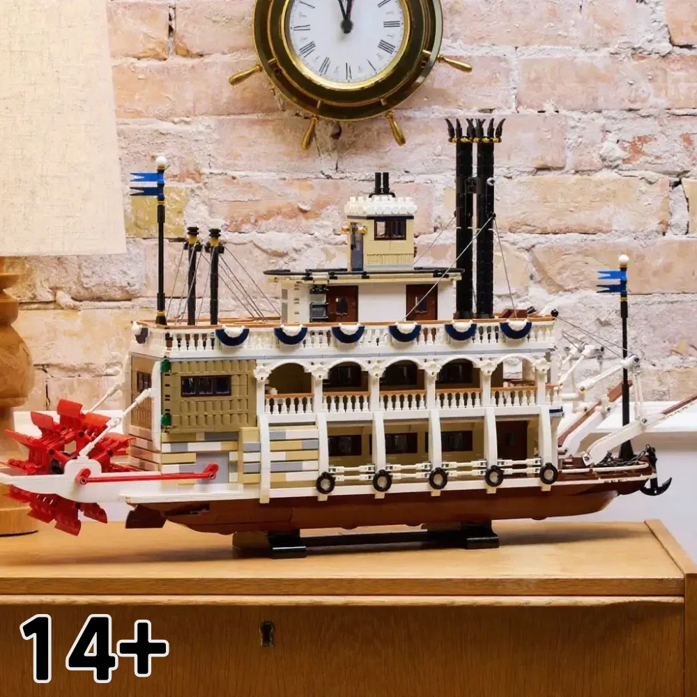 2025NEW 4090P 21356 Steam Creative River Steamboat blocs de construction modèle de navire Transport briques jouets cadeau de noël pour enfant adulte
