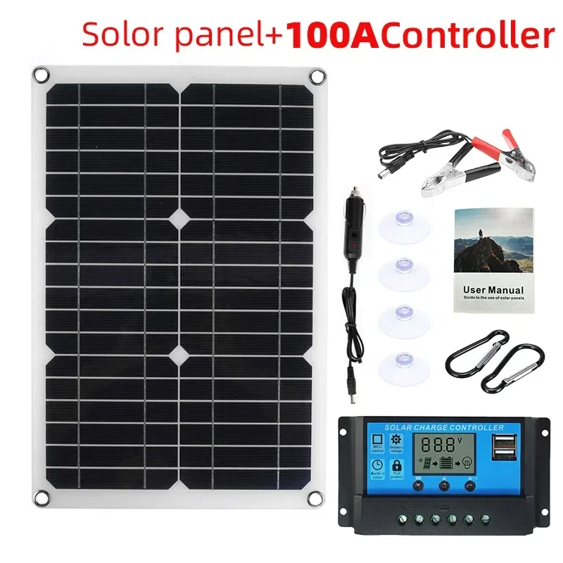 1200W zonnepaneeloplader met 100A controller Dual USB 12V batterijlaadsysteem voor buiten kamperen auto jacht RV wandelen
