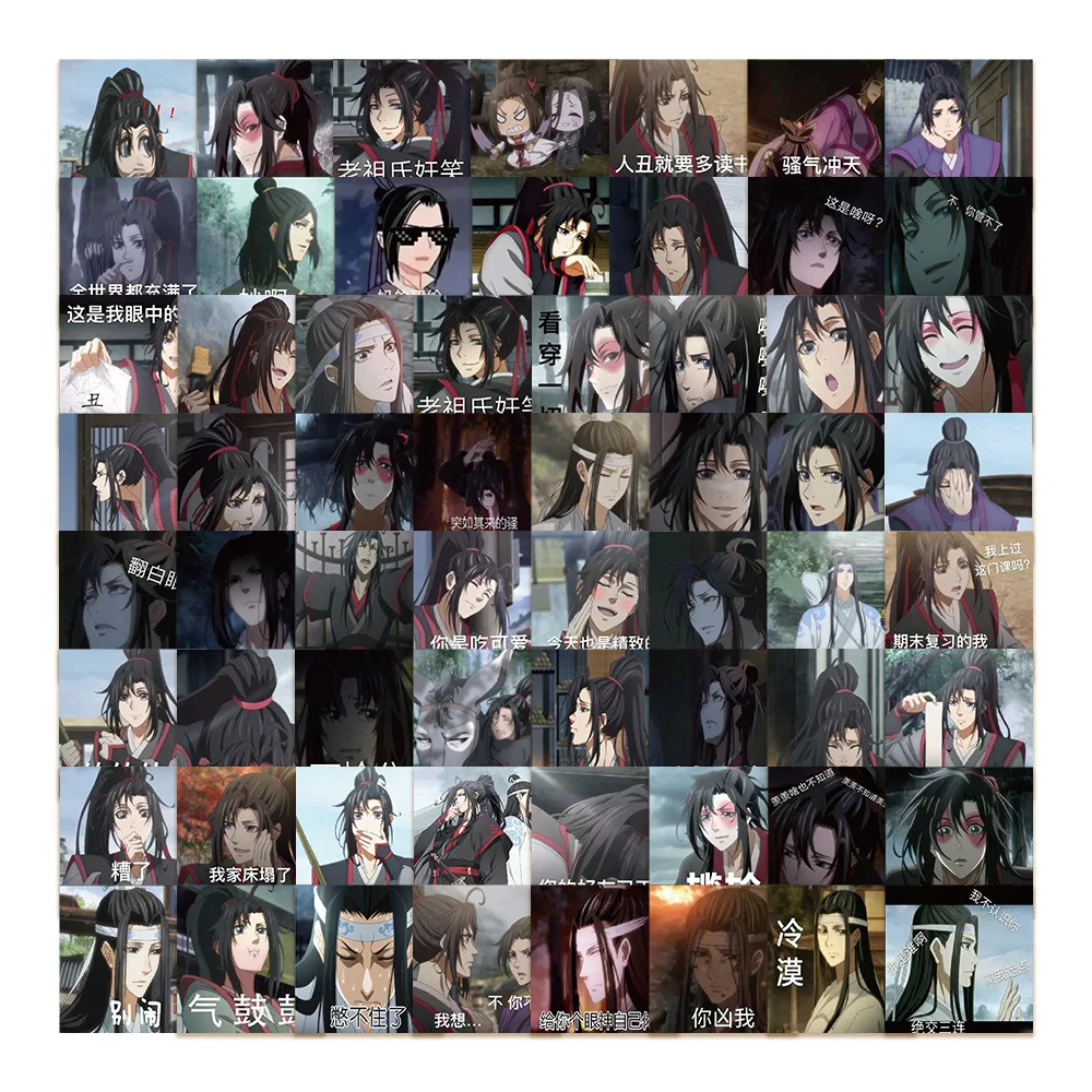 62 Pcs/Set Anime Grandmaster Of Demonic Cultivation Sticker MDZS Lan Wangji, Wei Wuxian Waterproof Laptop Skateboard Stickers