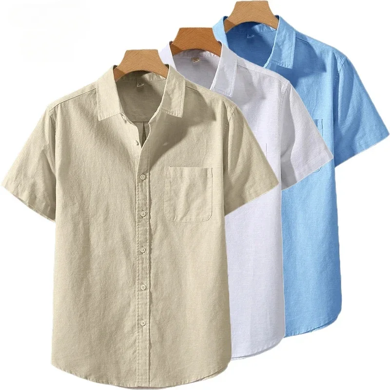 

Summer Women's Short Sleeve Shirts Solid Color Stand Collar Oversize T Shirts Breathable Loose Youth Basic Cotton Pocket Shirts