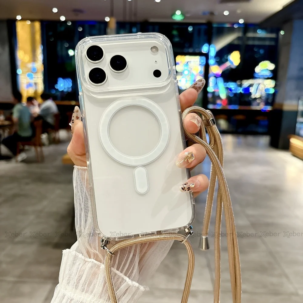 Umhängeband-Halskette mit durchsichtiger Hülle für iPhone 18 13 14 Plus 15 16 17 Pro Max, kompatibel mit Magsafe magnetischer kabelloser Ladehülle – Detail 16