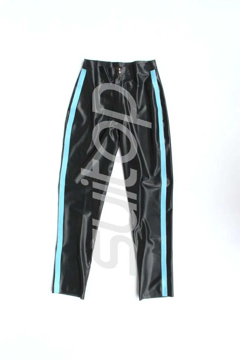 

Men 's Suitop 0.4mm latex glued jeans with front zip Male 's pants rubber trousers