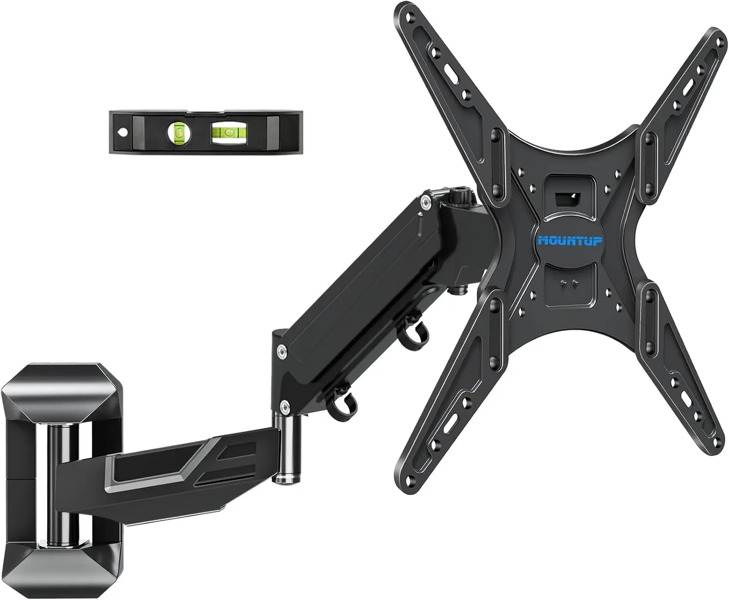 

Height Adjustable TV Wall Mount for 26-55" TVs, Full Motion Gas Spring Bracket with Smooth Swivel & Tilt, 400x400mm VESA, 11-66 lbs, Textured Black