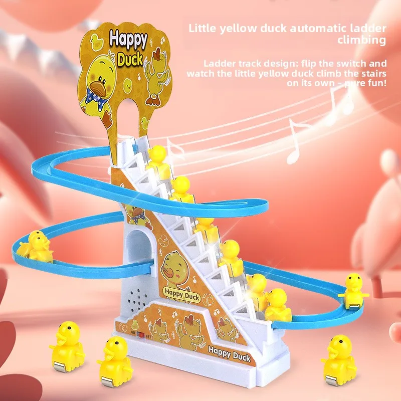 

Вирусная маленькая желтая утка, поднимающая лестница, электрическая дорожка-слайдовая игрушка для малышей с подсветкой и музыкой, развивающие развлечения, идеальный подарок