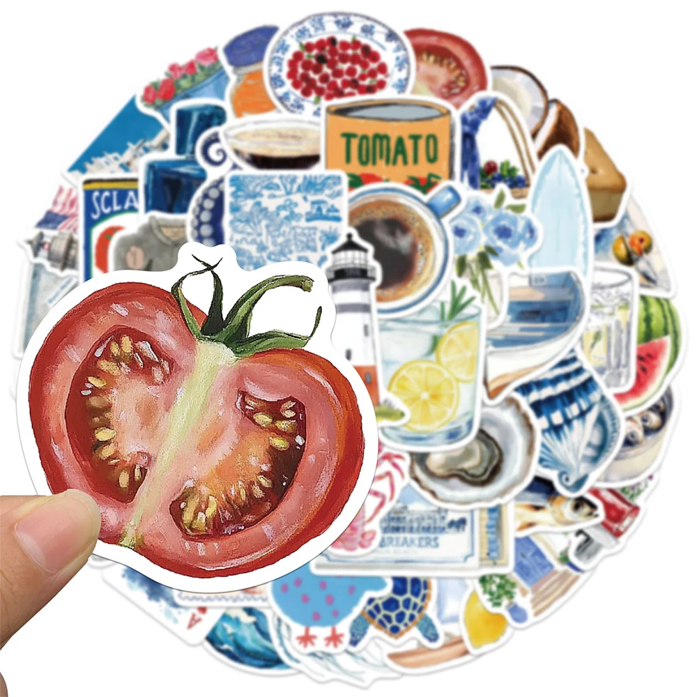 

10/30/50pcs Cute Cartoon Open Sea Stickers Aesthetic Blue Mediterranean Decals DIY Phone Scrapbook Laptop Decoration Sticker Toy