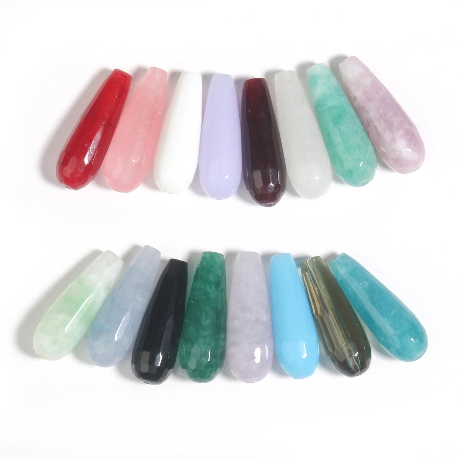 2Pcs Charm Water Drop Shape Beads 10x30mm Chalcedony Agates Howlite Loose Spacer Beads For Jewelry Making Diy Bracelet Earrings