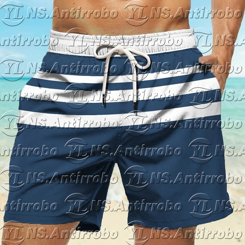 

MOTO Simple Fashion Stripe Graphic Beach Shorts For Men Trend Summer Streetwear 3D Printed Short Pants Casual Swim Trunks