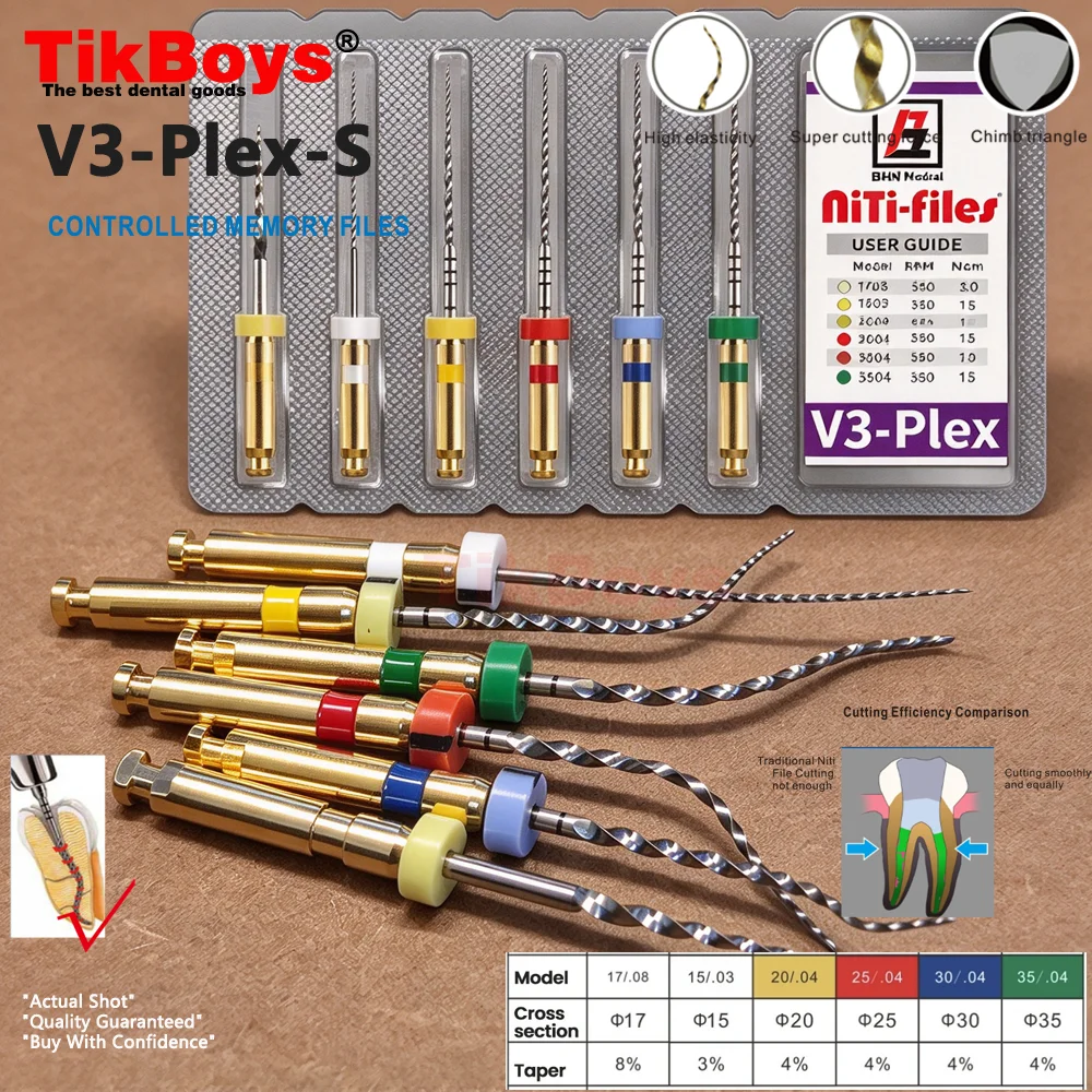 6pcs/pack 25mm Root Canal File Plus Endodontic Files Nitinol File Dental Rotary Files Oral Tools Bendable Dental Materials Super
