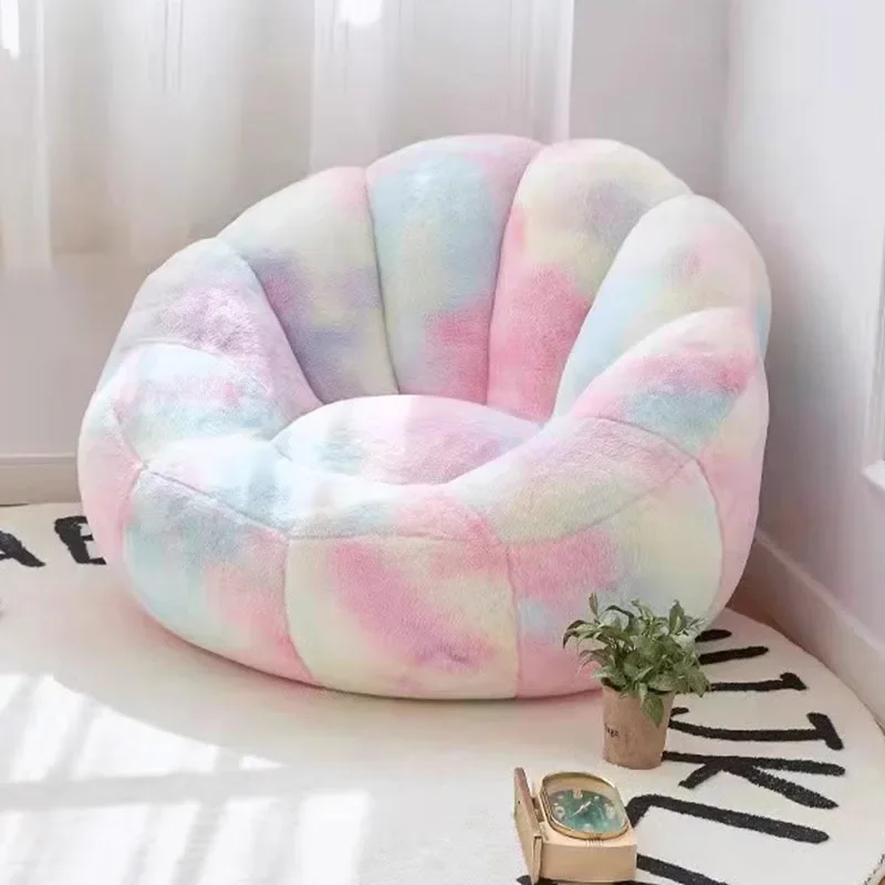 Kawai Curved Bean Bag Sofa Pink Lazy Exterior Sitting Bean Bag Sofas Comfortable Reclining Puf De Asiento Furniture Living Room