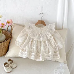 2024 Autumn New Baby Bodysuit Toddler Girl Princess Dress Infant Lace Embroidery Onesies Newborn Girls Clothes