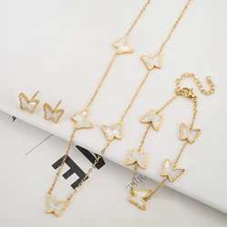 Butterfly Shell New Single sided Stainless Steel 18K Gold Plated Luxury Jewelry Set Women's High Quality Waterproof Gift