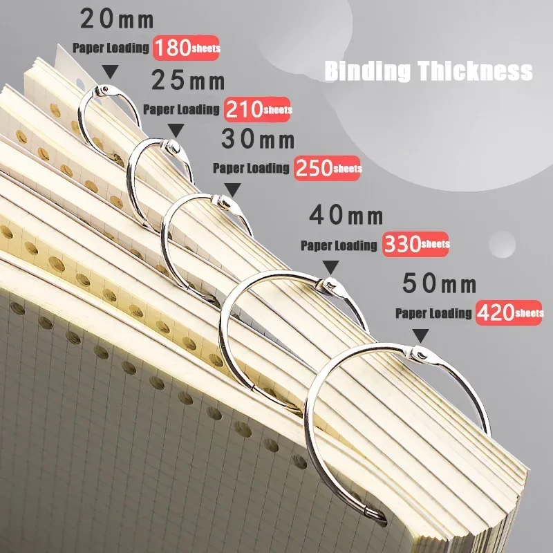 50 шт./кор. металлическое кольцо для переплета, прочное серебро 20/30/40/50 мм, кольцо с отрывными листами, зажим для офиса, школы, зажим для переплета, канцелярские принадлежности
