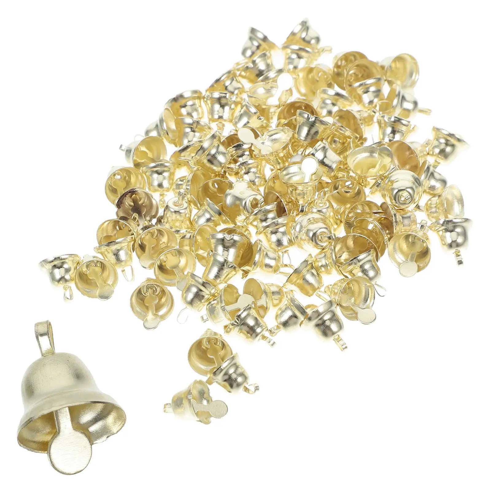 

100 Pcs Gold Christmas Bells Decorations for Tree Fireplace Door Wall Mini Hanging Metal Party Accessories
