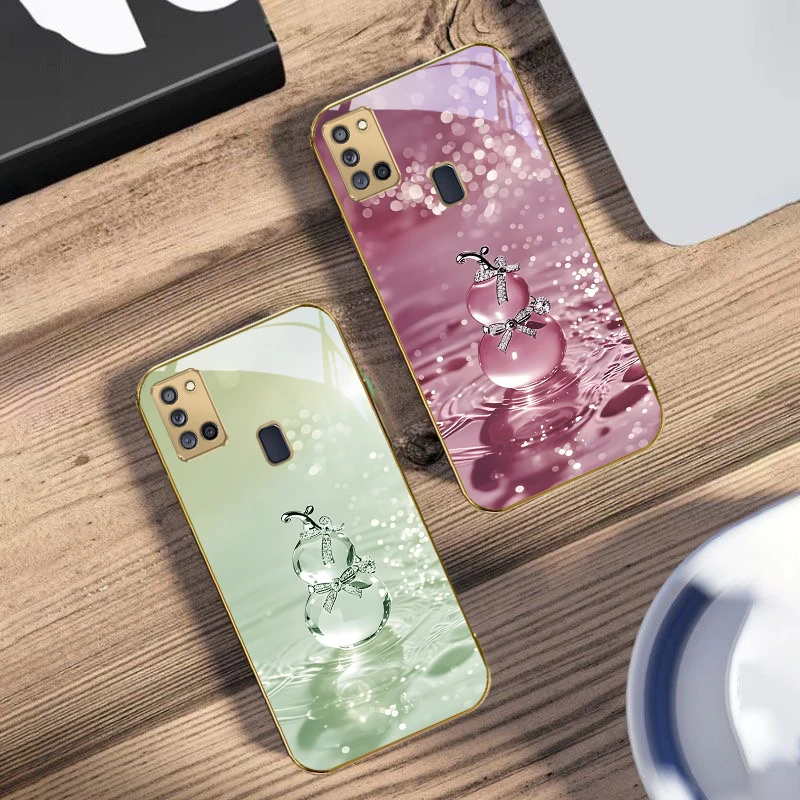 محظوظ القرع الذهبي لسامسونج A 31 32 A33 A34 35 14 A15 13 16 25 26 50 52 53 54 55 56 70 71 72 73 الزجاج الذهبي جراب هاتف