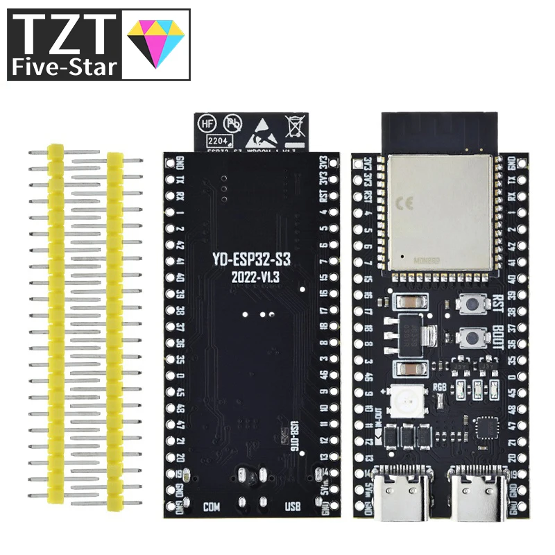 TZT ESP32-S3-DevKitC-1 ESP32-S3 WiFi Bluetooth-compatible BLE 5.0 Mesh Development Board ESP32 Wireless Module N16R8