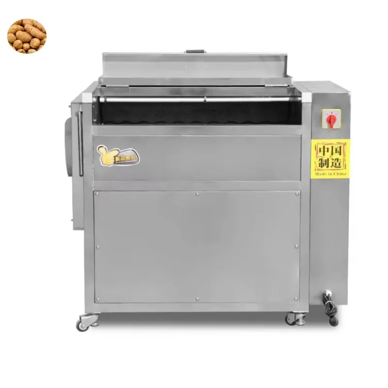 Customized Side Discharge Root Vegetable Washer Multi Purpose Potato Sweet Potato Peeling Machine With Universal Casters