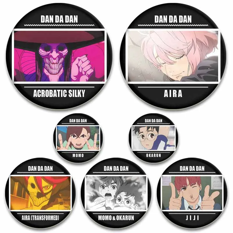 

Horror Anime Series Dandadan Pins Funny Cartoon Role Playing Badge Momo Aira Brooches Backpack Clothes Accessory Jewelry Gifts