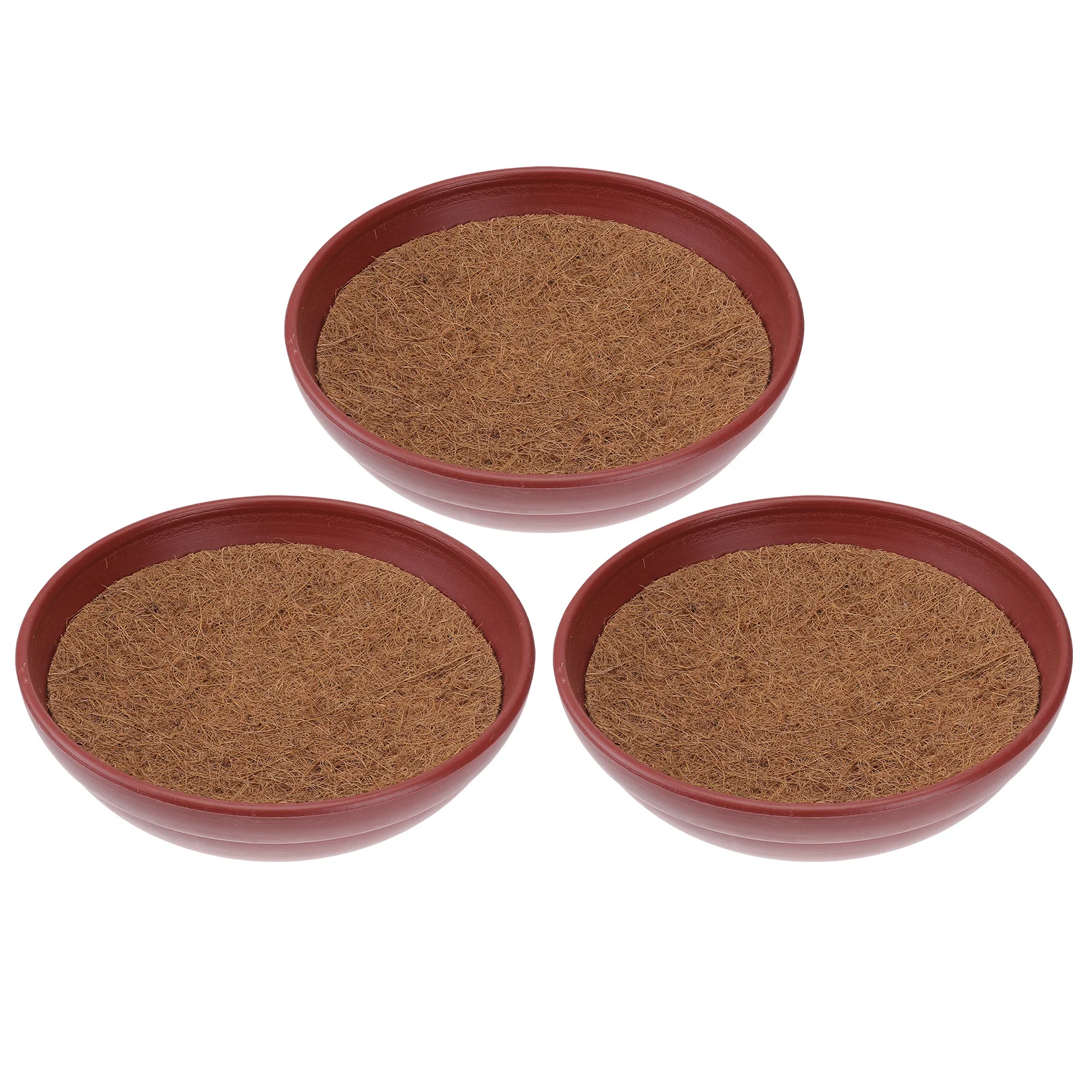 

3Sets Pigeon Egg Nests Plastic Nesting Pots with Natural Palm Pads Comfortable Breathable for Homing Pigeon Chicken Pet Raising